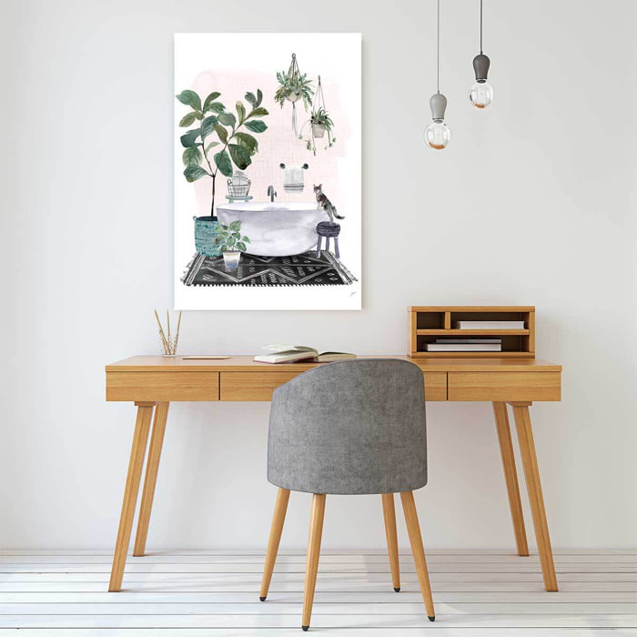 Tableau zen bain dans la cour  Toile imprimée