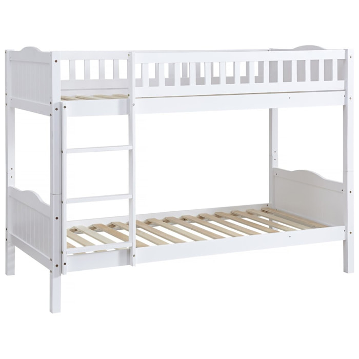 Lit superposé enfant "Gabriel" - Bois - Blanc - 90 x 190 cm