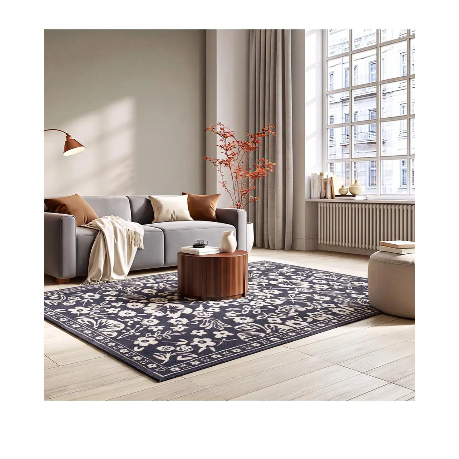 AMARA Alfombra clásica con relieve Azul, varias medidas disponibles.