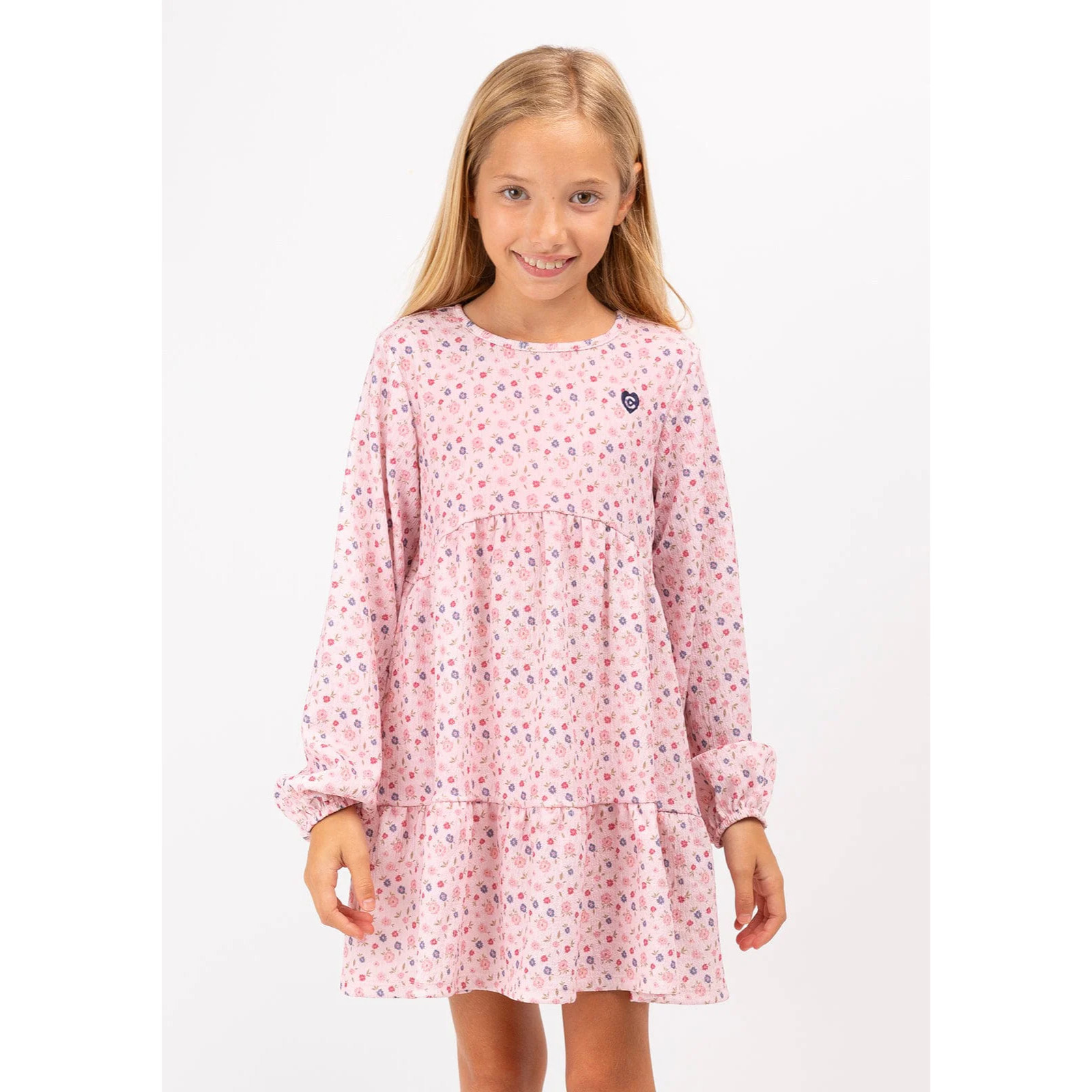 Vestido Estampado Flores Rosa Niña