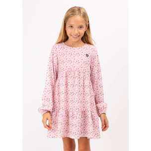 Vestido Estampado Flores Rosa Niña