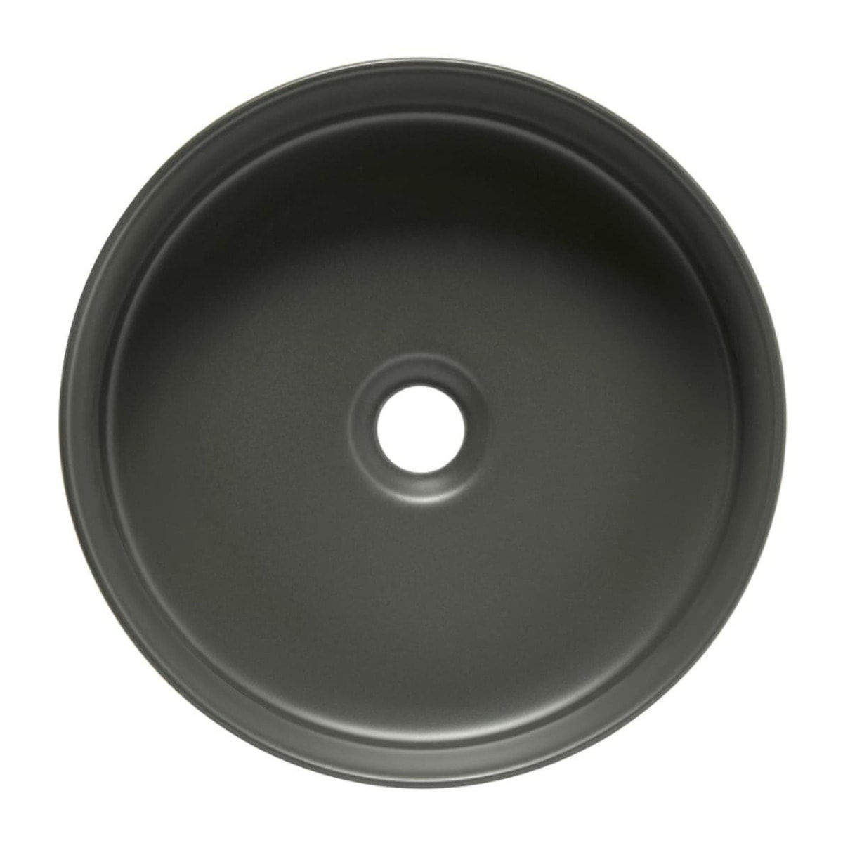 Mood vasque à poser ronde 36x36 cm sans trou de robinetterie ni trop-plein, gris foncé (SATM3636DGRM)