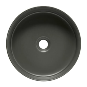 Mood vasque à poser ronde 36x36 cm sans trou de robinetterie ni trop-plein, gris foncé (SATM3636DGRM)