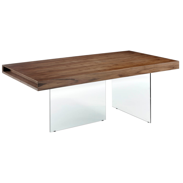 Mesa de Angel Cerda de nogal y cristal 200x100x75cm
