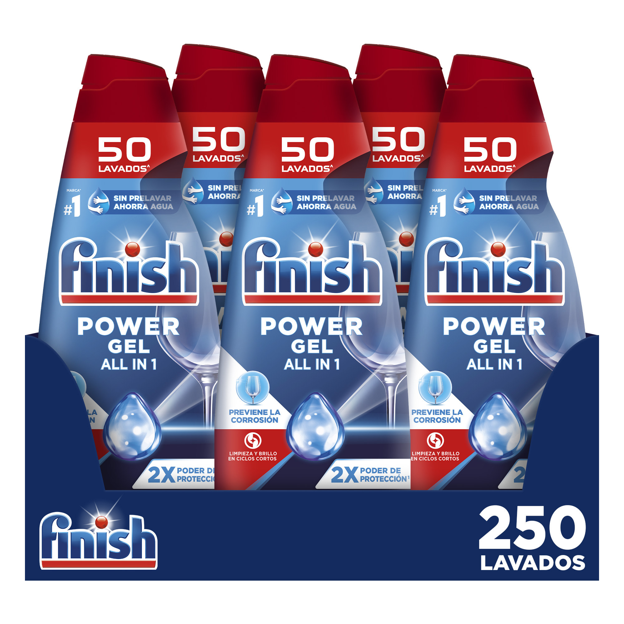 Finish All in 1 Max Power Gel Higiene Regular Lavavajillas 5x 50 lavados