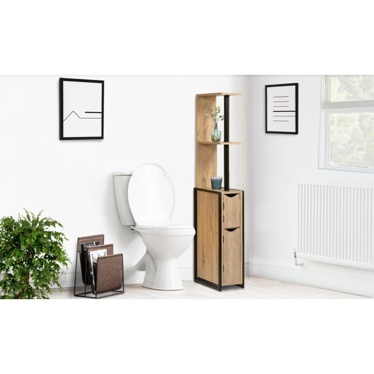 Etagère WC 2 portes bois/métal Timeo