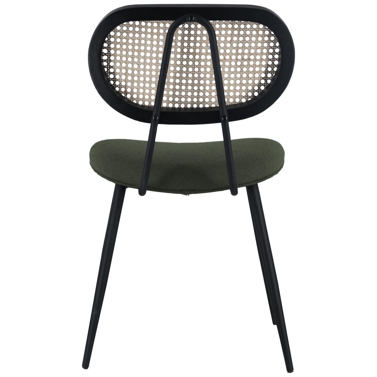 Lot de 2 chaises en cannage et tissu boucle vert kaki ELENA
