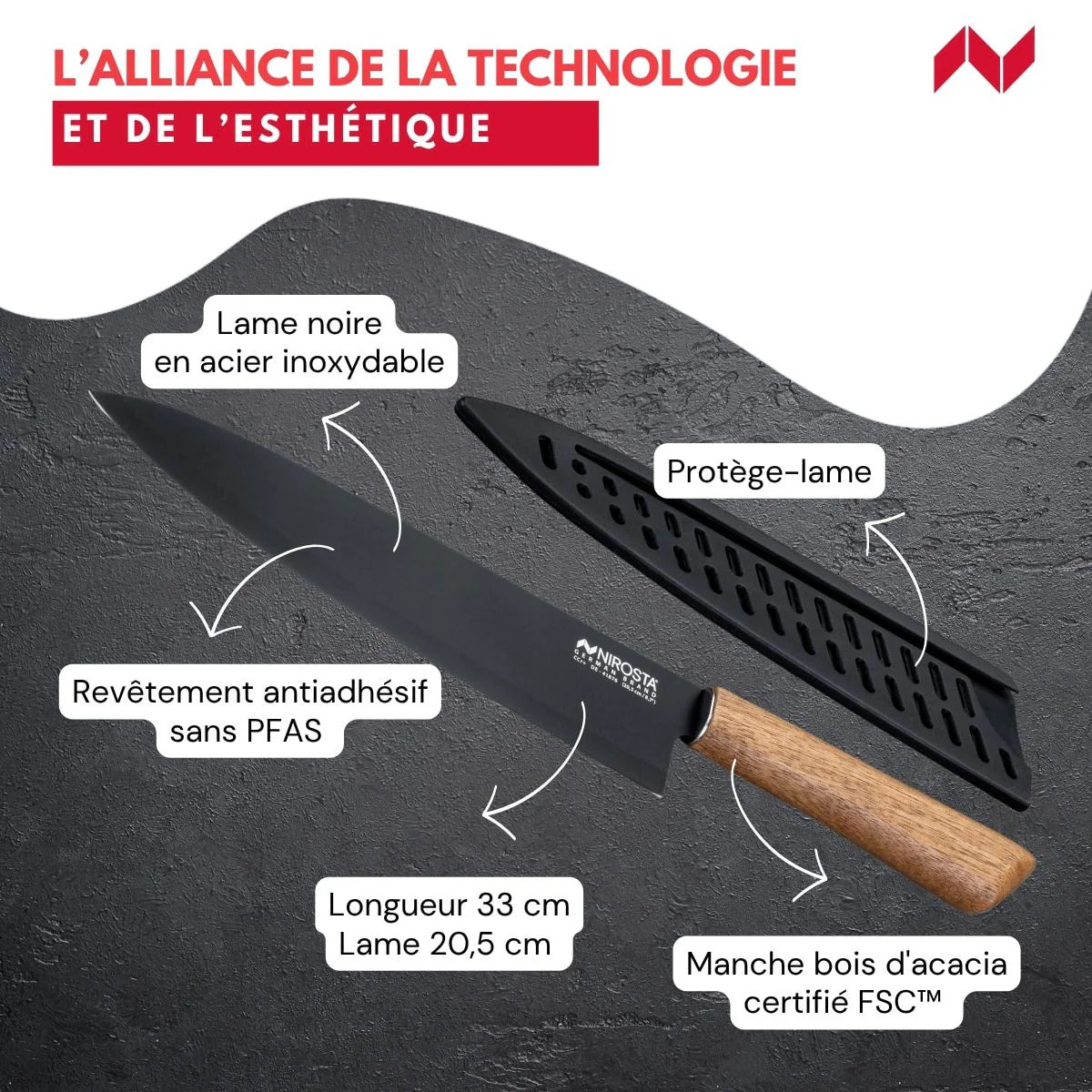 Couteau de chef 33 cm Nirosta Flow