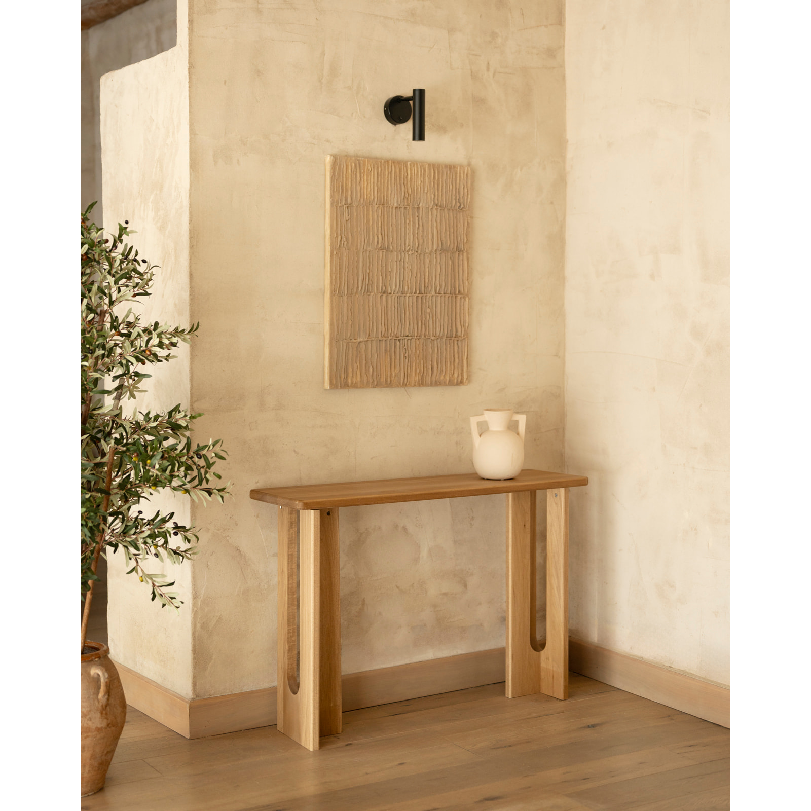 Consola de madera maciza de álamo en 120x33cm Alto: 80 Largo: 120 Ancho: 33