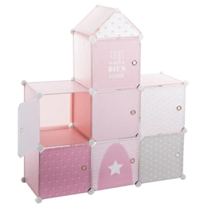 Casiers de rangement enfant "Château" rose 96x109cm