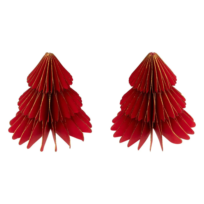 Lot de 2 cavaliers de table sapin papier rouge