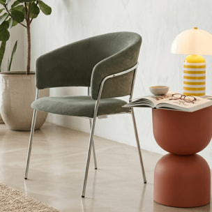 Lot de 2 chaises en velours côtelé, piètement chromé - ISYA