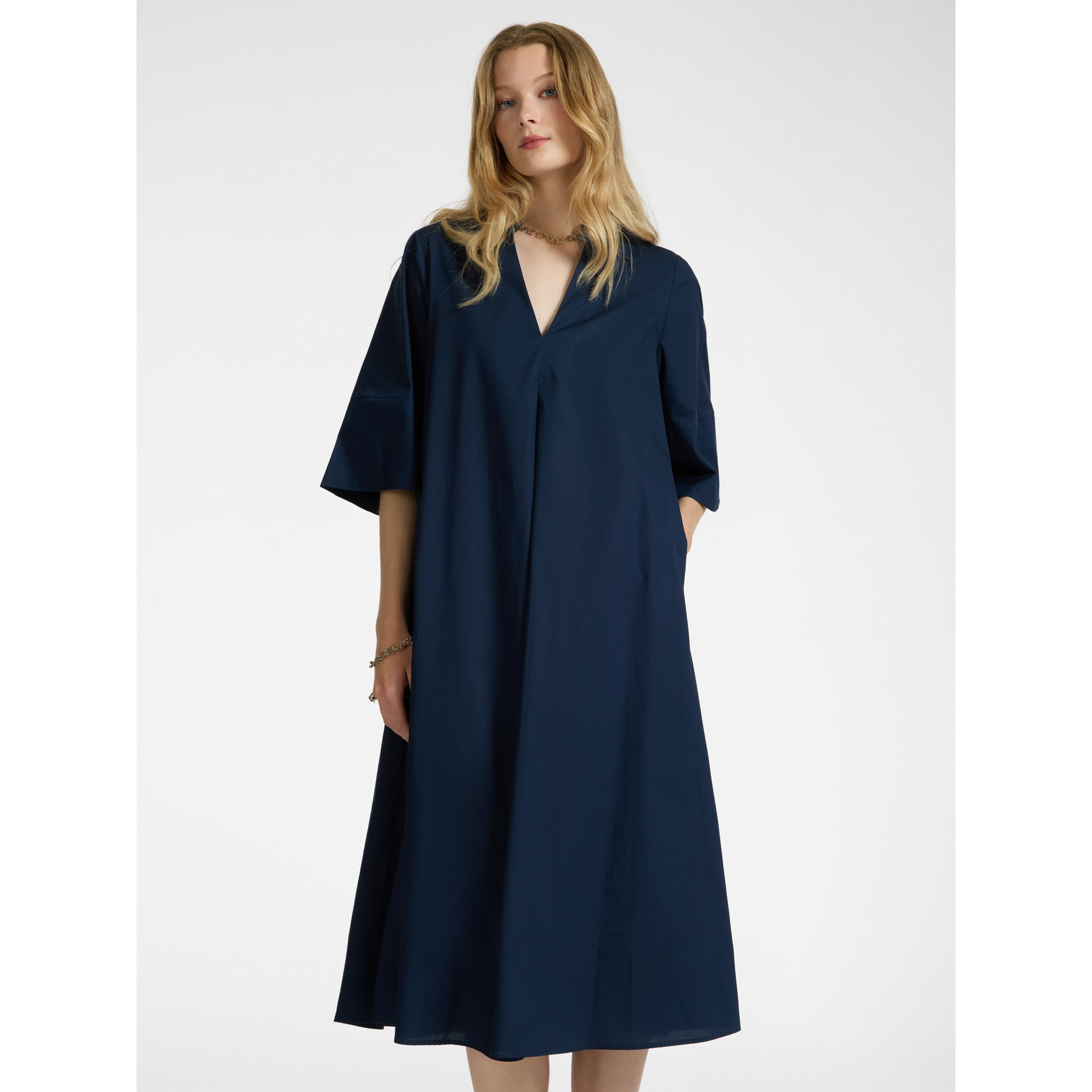 Elena Mirò - Vestido de corte relajado en algodón - Azul