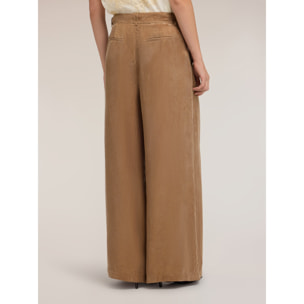 Motivi - Pantaloni palazzo con pieghe in lyocell - Verde militare