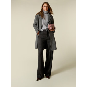 Oltre - Pantalones palazzo de franela con bolsillos - Gris