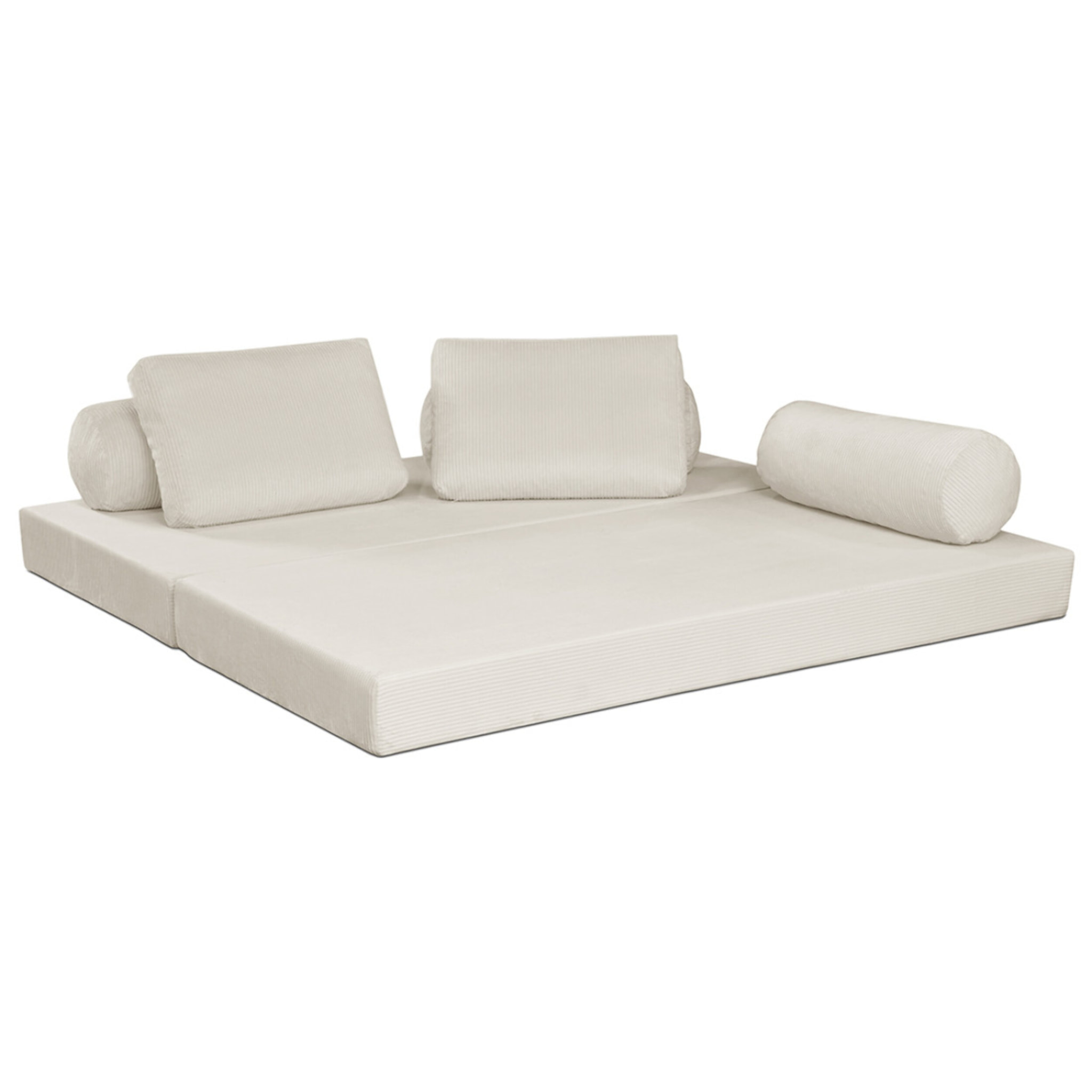 Lonny - Canapé 3 places convertible en velours côtelé - Beige