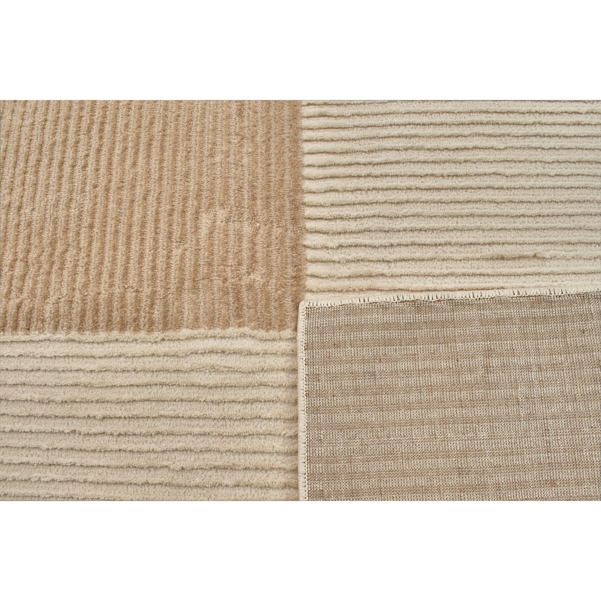 BIANCA - Tapis motif carreaux en relief crème et beige