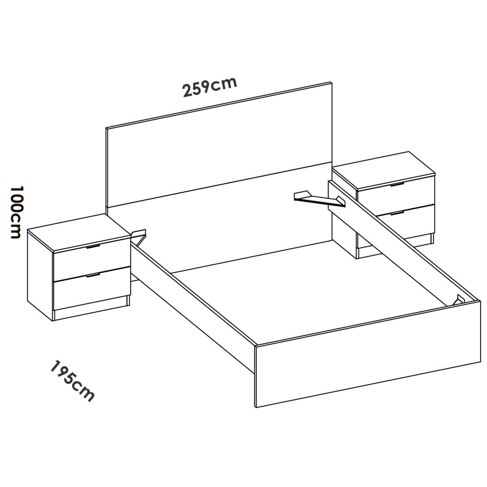Letto alla franceseUlika, Sommier per camera da letto, Giroletto per stanza, Struttura porta materasso, 246x195 h100 cm, Bianco