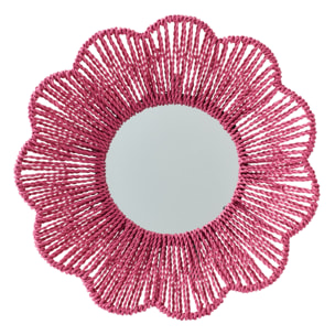 J-Line Miroir Mural - rotin - rose foncé