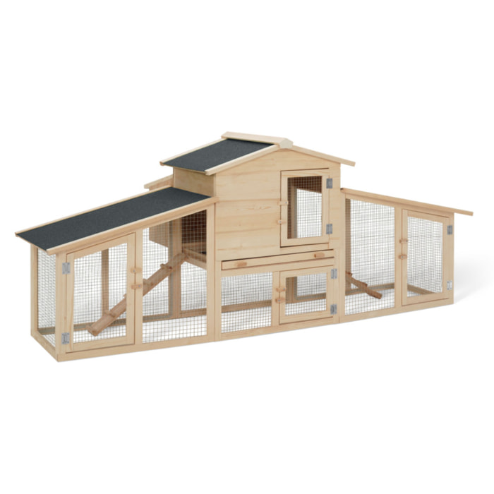 Poulailler clapier en bois avec pondoir intégré - 2 poules