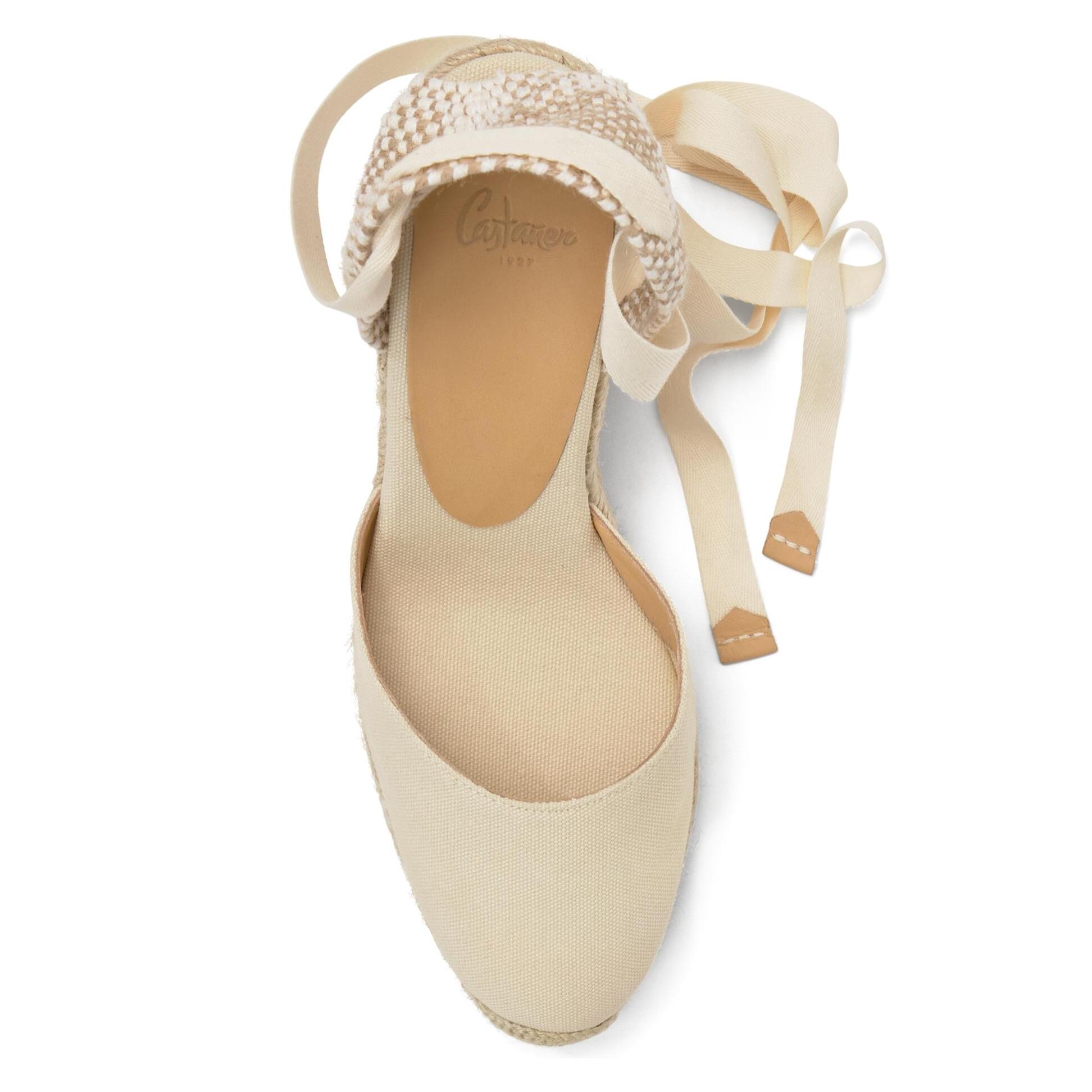 Alpargatas de cuña de mujer Carina en algodón orgánico, cierre mediante lazada