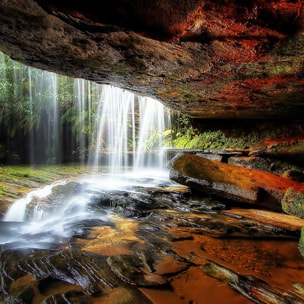 Affiche nature chute d'eau Affiche sous cadre bois