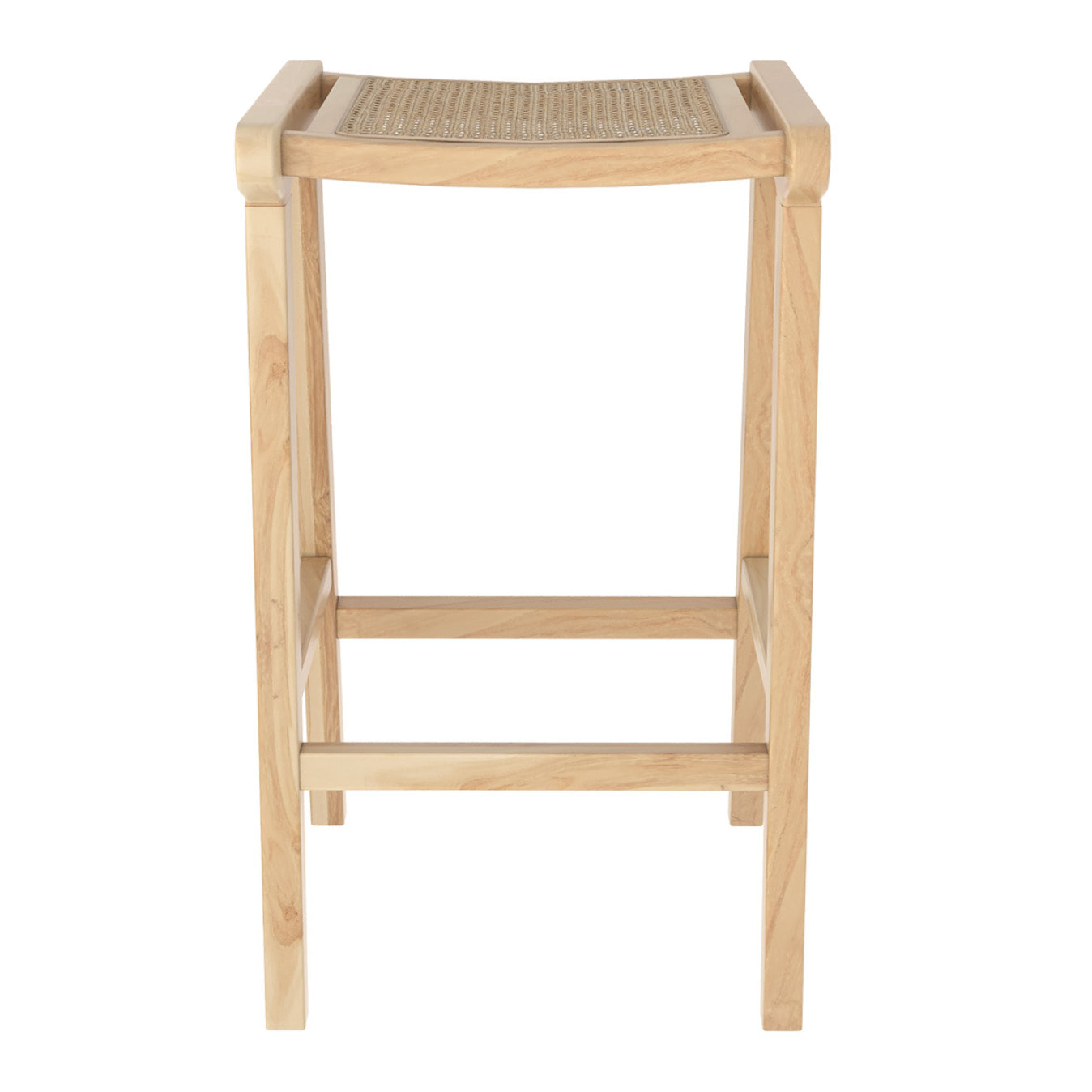 Tabouret pour îlot central 65 cm en teck et rotin naturel - Omaha