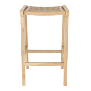 Tabouret pour îlot central 65 cm en teck et rotin naturel - Omaha