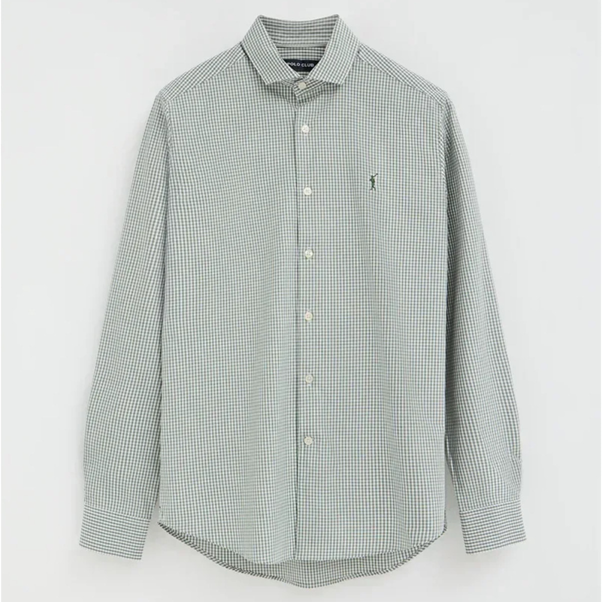 Camisa vichy verde de corte slim con logo Rigby Go