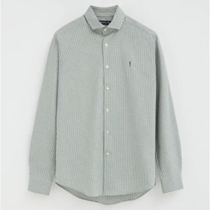 Camisa vichy verde de corte slim con logo Rigby Go