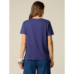 Oltre - T-shirt con paillettes - Blu