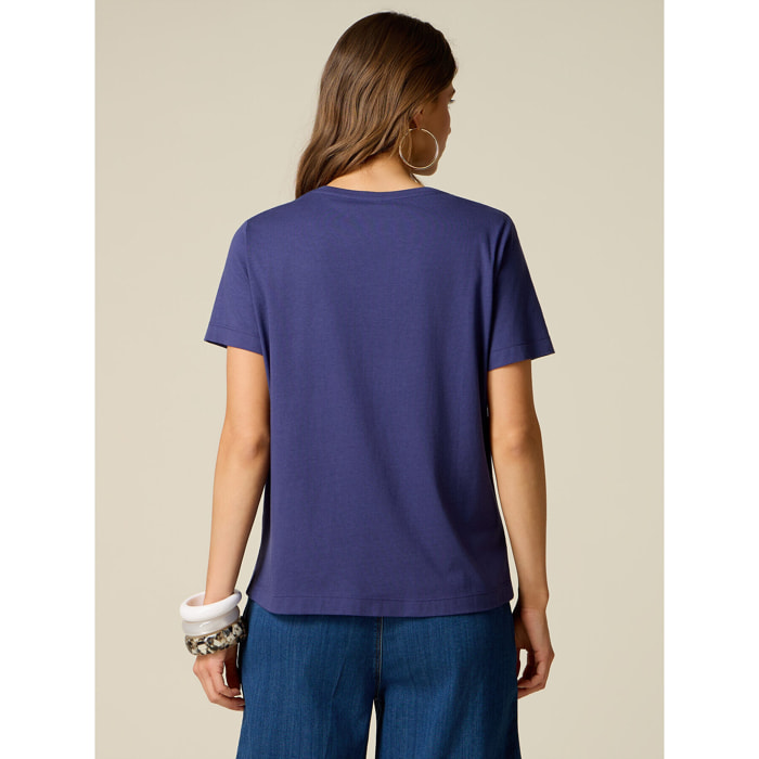 Oltre - T-shirt con paillettes - Blu