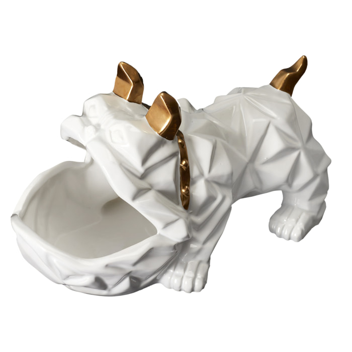 Sculpture Ceramique Bulldog Noir Vide Poche