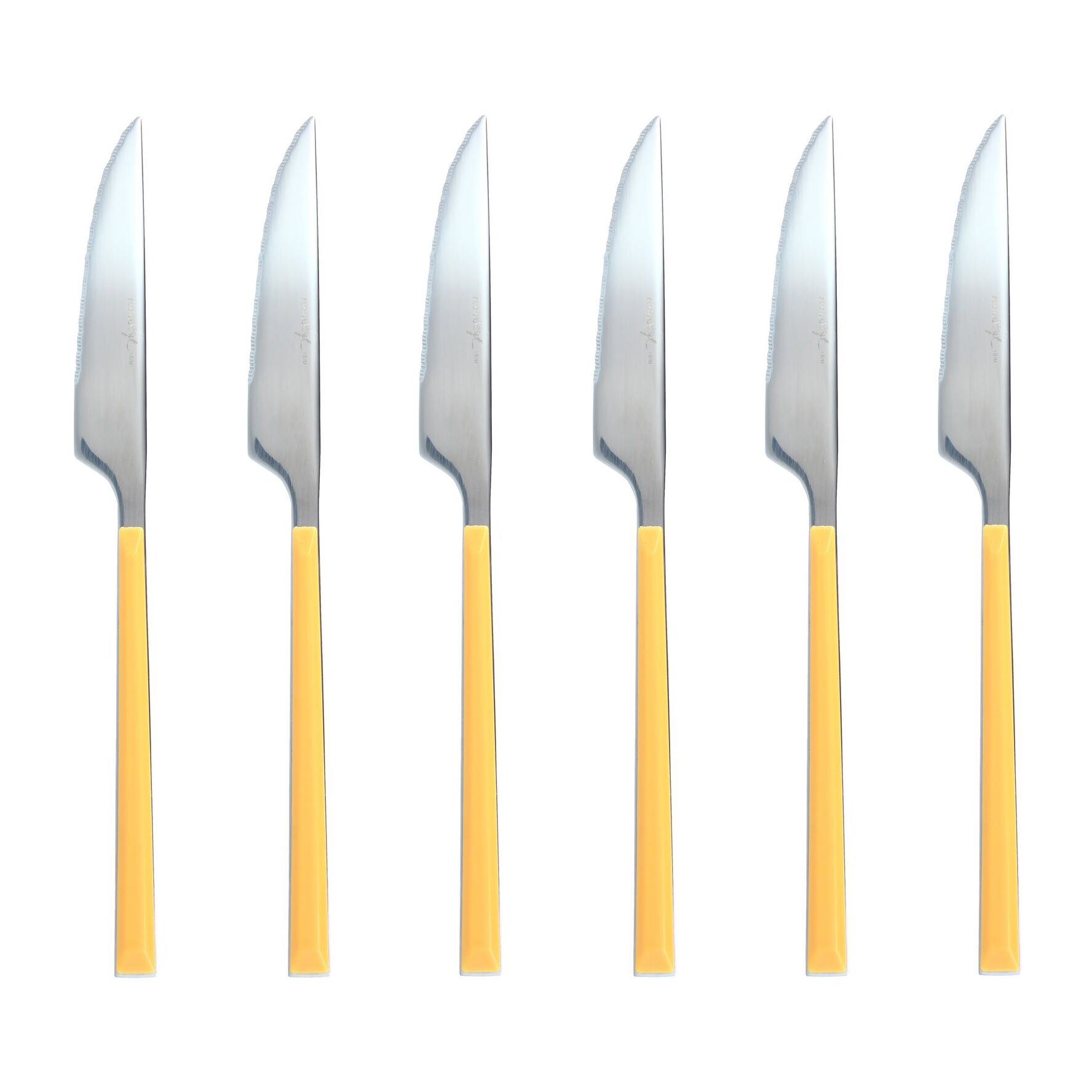 Lot de 6 couteaux jaunes en acier inoxydable COLORAMA