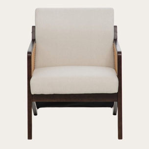 Fauteuil Zelva -bois massif dhévéa et revêtement-couleur noyer 64 x 84 x 80 cm