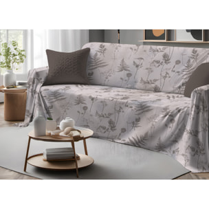 Telo Arredo Copritutto Grand Foulard Copridivano Copriletto 100% Cotone Disegno Soffione Beige