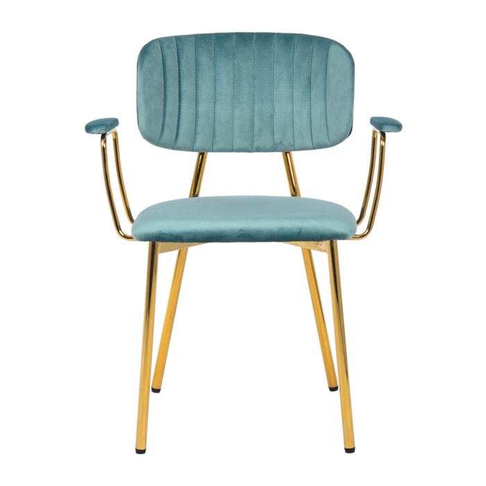 Set di 2 sedie Giselle 200 in velluto menta e oro