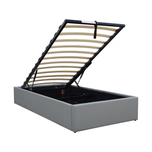 Lit simple en PVC avec coffre "Ava" - 90 x 190 cm - Gris