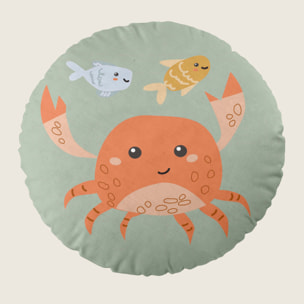 Cool Kids - Cojín Redondo Estampado - Con Relleno - 100% Algodón - Ocean Life