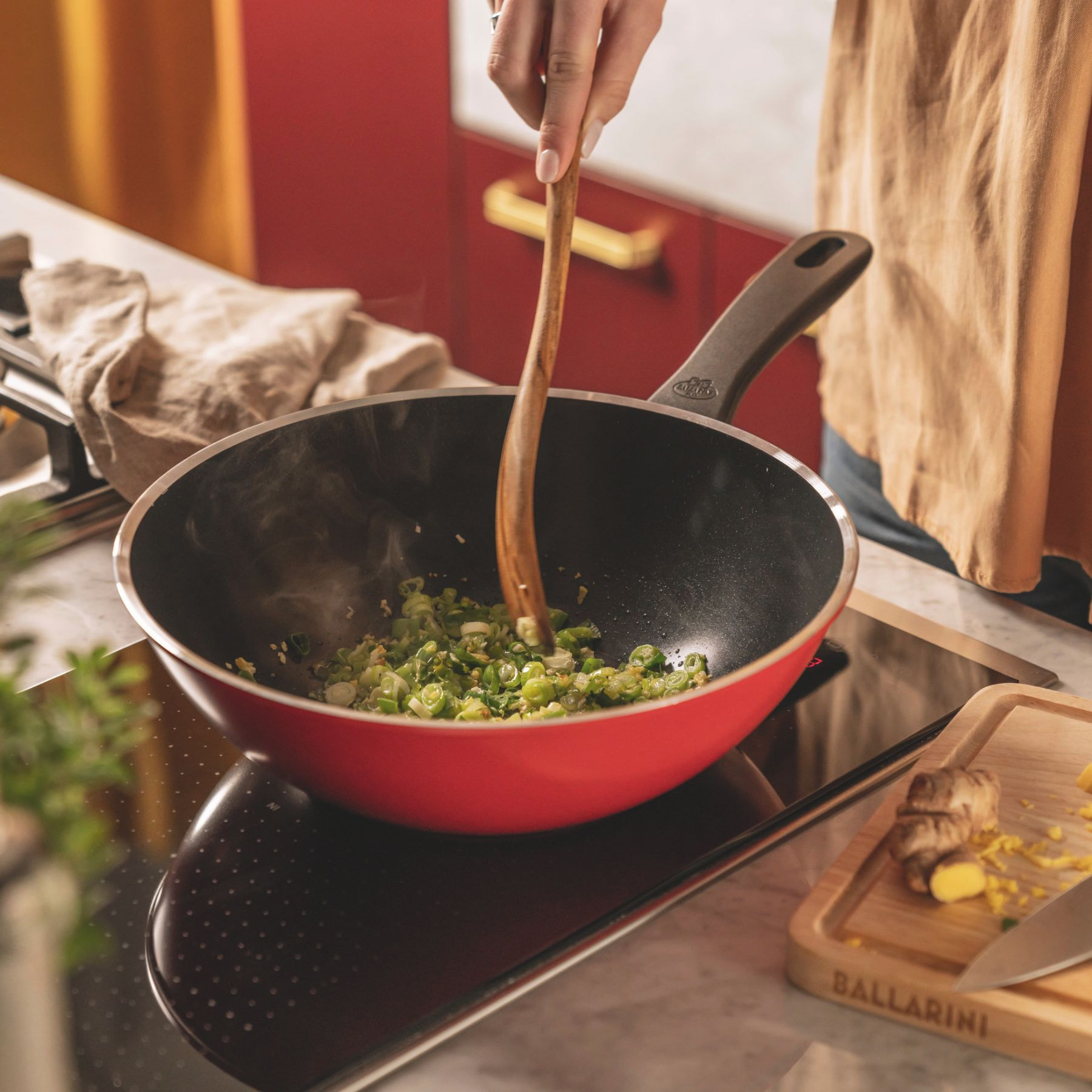 Wok, 28 cm, Aluminium, Revêtement céramique