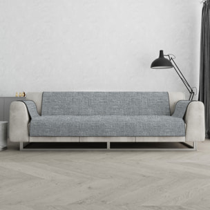 COPRIDIVANO COMFORT, Antiscivolo, Cotone+Microfibra+Fibre Varie, Made in Italy - GRIGIO SCURO