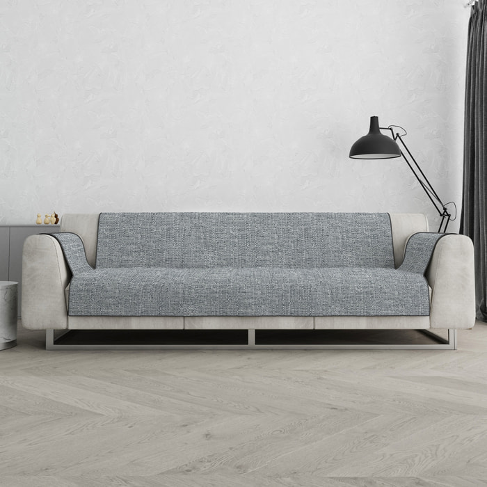 COPRIDIVANO COMFORT, Antiscivolo, Cotone+Microfibra+Fibre Varie, Made in Italy - GRIGIO SCURO