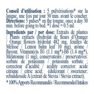 NUTRI EXPERT - Mélatonin Spray 1mg - Favorise l'endormissement - améliore le Sommeil - Evite les insomnies dues au décalage horaire - Spray Lingual Action Rapide - Sans accoutumance - Flacon de 20ml