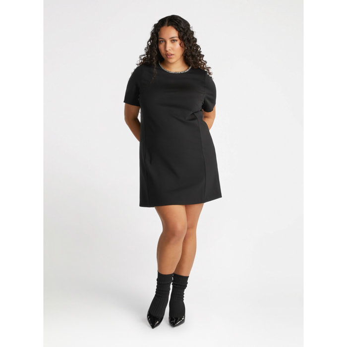 Fiorella Rubino - Vestito corto con scollo ricamato - Nero