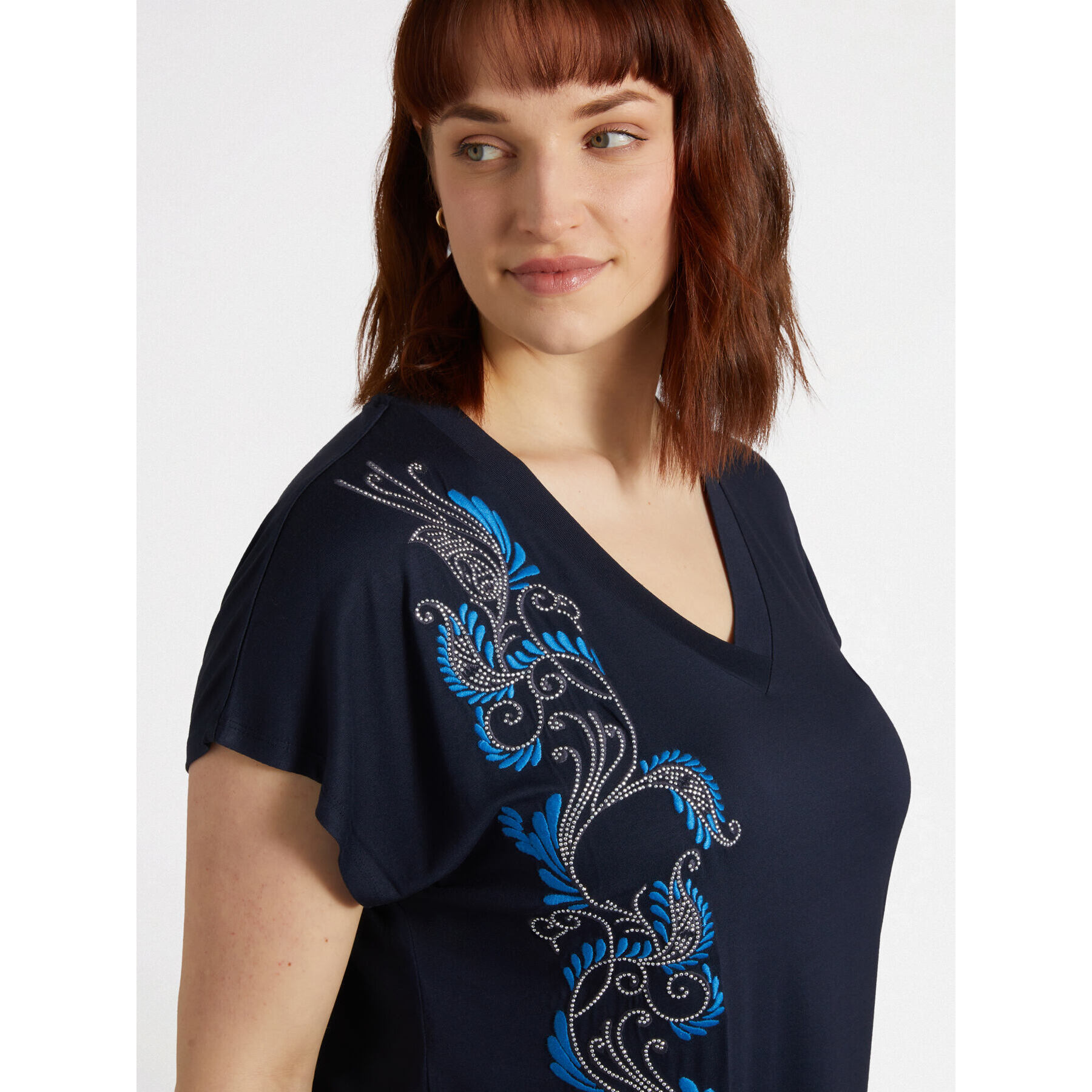 Fiorella Rubino - Camiseta con bordado estilo bandana - Azul