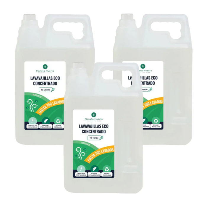 Pack 3xLavavajillas Manual  Té Verde ECO  Planeta Huerto 5l