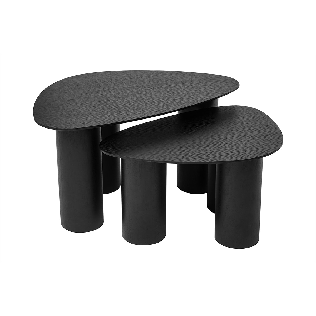 Tables basses gigognes design en bois noir (lot de 2) FOLEEN