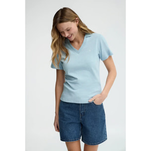 Polo cotolino azul claro de cuello sin botones con bordado Rigby Go