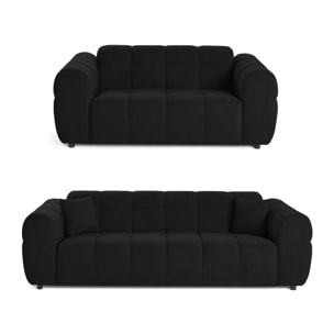 Ray - Ensemble de canapés droits 2+3 places tissu texturé - Noir