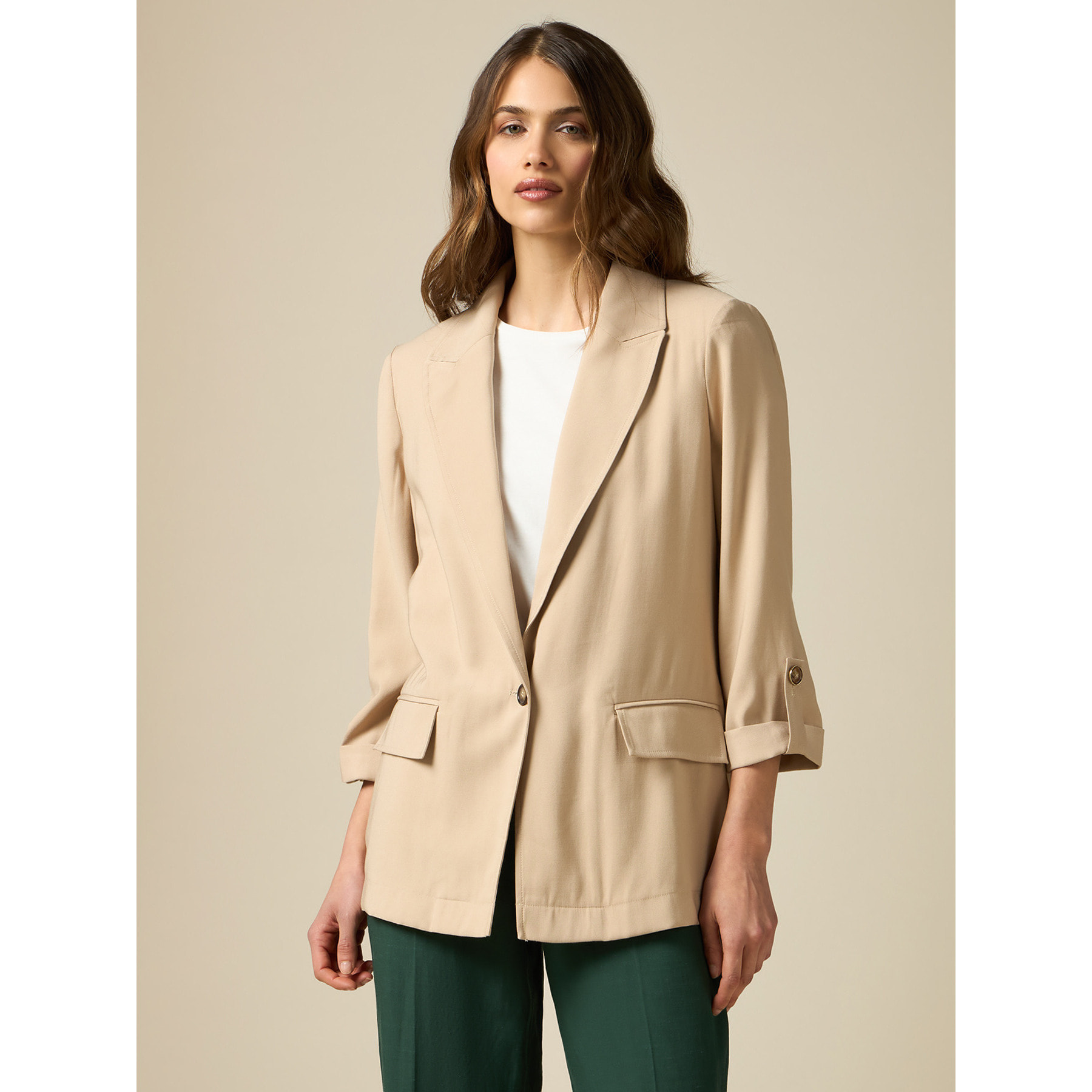 Oltre - Blazer in twill di viscosa - Beige